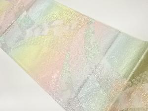 金彩色紙・亀甲・青海波・流水模様織出し袋帯